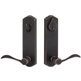 SURE-LOC HARDWARE Complete Sandstone Entry Lever Set with Single Cylinder Deadbolt