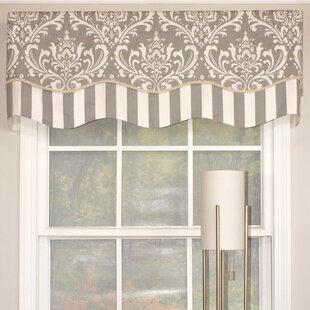 RLF HOME Ozbourne Damask Cotton Blend Scalloped 50'' W Window Valance Ivory