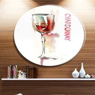 DESIGN ART 'Red Wine on White Background' Graphic Art Print on Metal
