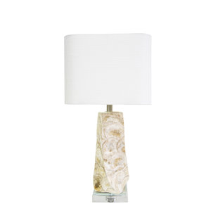 COUTURE, INC. Del Mar 27" Tall Capiz Shell, Crystal, and Resin Table Lamp, Cream