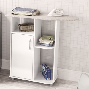 BOAHAUS LLC Boahaus Berlin Freestanding Ironing Cabinet, Ironing Board, 02 Shelves One Door Cabinet