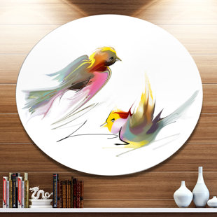 DESIGN ART Flying Birds Illustration On Metal Painting