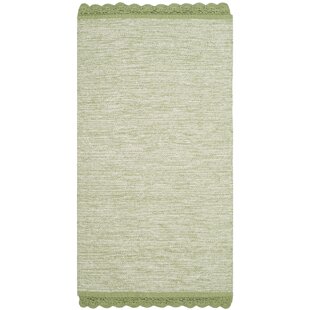 GRACIE OAKS Mohnton Handwoven Flatweave Cotton Green/Gray Area Rug