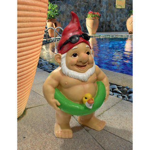 DESIGN TOSCANO Pool Party Pete Naked Gnome Statue