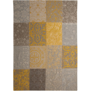 LOUIS DE POORTERE Vintage Patchwork Hand Woven Yellow Area Rug
