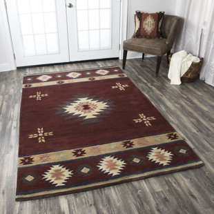MILLWOOD PINES Tyngsborough Hand-Tufted Wool Red/Beige/Brown Area Rug