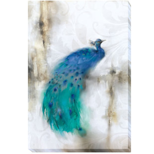 ARTISTIC HOME GALLERY 'Jewel Plumes I' Oil Painting Print on Wrapped Canvas