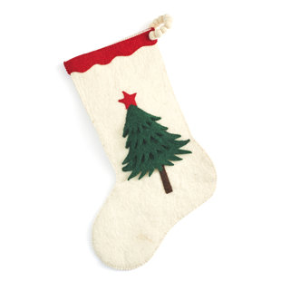 ARCADIA HOME Hand Felted Wool Christmas Tree Stocking