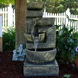 SUNNYDAZE DECOR Fiberglass/Resin Ancient Cascading Bowls Water Fountain