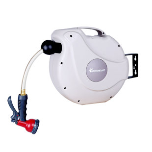 GARTENKRAFT Plastic Wall Mounted Hose Reel with Automatic Rewind