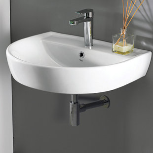 CeraStyle By Nameeks Bella 19.5'' White Ceramic U-Shaped Bathroom Sink with Overflow