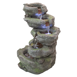MILLWOOD PINES Breakneck Falls Garden Fountain with LED Lights