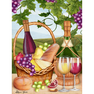 BUY ART FOR LESS " Tuscan Picnic With Wine Bread Grapes And Cheese "