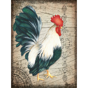 BUY ART FOR LESS " Vintage Green Rooster I "