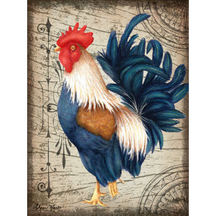 BUY ART FOR LESS " Vintage Blue Rooster II "