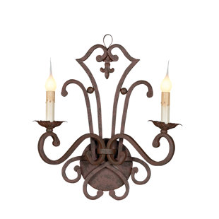 ELLAHOME Italian Wrought Iron Candle Wall Light (Set of 2)