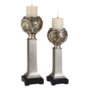 ROSDORF PARK Isabelle Polyresin Tabletop Candlestick with Candle Included