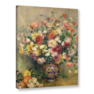 ASTORIA GRAND 'Vase of Chrysanthemums' by Pierre-Auguste Renoir, Bouquet of Flowers in Blue Vase Print Wall Art
