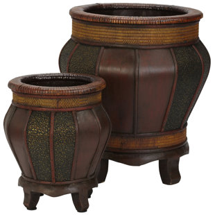 BUNGALOW ROSE Gemma Wood Pot Planter (Set of 2)