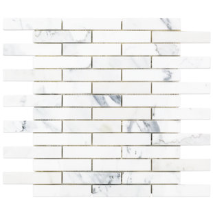 IVY HILL TILE Calacatta 1" W x 4" L Marble Brick Joint Mosaic Wall & Floor Tile