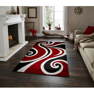 VGC HOME DECOR Abstract Shag 2' x 5' Red Area Rug