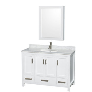 WYNDHAM COLLECTION Sheffield 48'' Free Standing Single Bathroom Vanity with Stone Top with Mirror