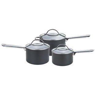 Anolon Professional Hard Anodised 3 Piece Saucepan Set - Black