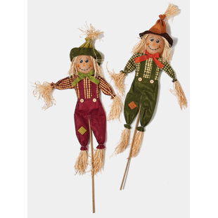 THE HOLIDAY AISLE® 2 Piece Scarecrow on Pole Garden Stake