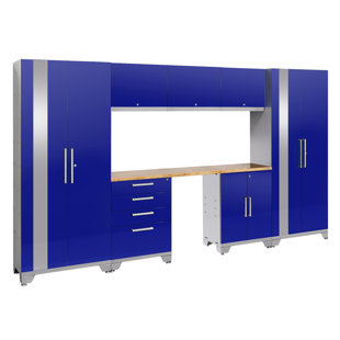 NEWAGE PRODUCTS Performance 2.0 Series 77.25" H x 132" W x 18" D 8 Piece Storage Cabinet Set with Bamboo Worktop