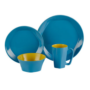 COLORUS CHINA Glycon 16 Piece Porcelain China Dinnerware Set - Service for 4