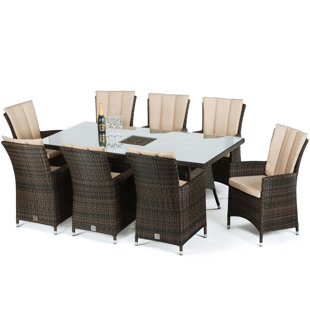 MISTANA Reimer LA 8 Seater Dining Set with Cushions