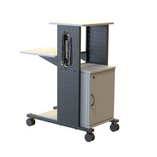 LUXOR WorkplaceEssentials 4-Shelf Mobile Presentation Station AV Cart with Cabinet