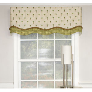 RLF HOME British Floral Cotton Blend Scalloped 51'' W Window Valance in Sand