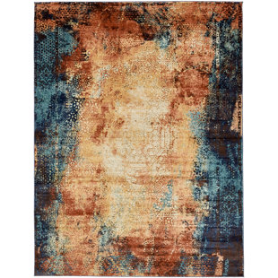 17 STORIES Brantlie Performance Blue/Brick Red/Brown/Black/Bronze Orange Rug