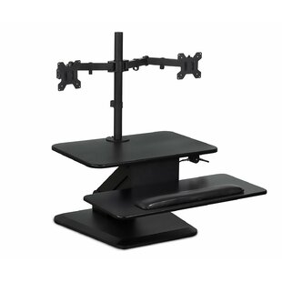 Mount-It! Height Adjustable Sit Stand Workstation, Standing Desk Converter with Dual Monitor Mount