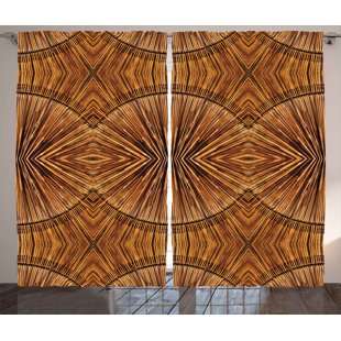 DAKOTA FIELDS Newark Tribal Boho Bamboo Pattern Primitive Eastern Ethnic Spiritual Jagged Wood Style Art Print Graphic Print & Text Semi-Sheer Rod Pocket Curtain Panels (Set of 2)