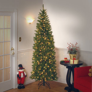 THE HOLIDAY AISLE® 7.5ft. Kingswood Fir Slim Tree with PowerConnect, Dual Color LED Lights