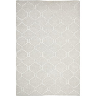 MARTHA STEWART RUGS Geometric Hand-Knotted Bedford Gray/Beige Area Rug