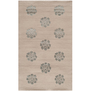 MARTHA STEWART RUGS Martha Stewart Classics Ivory/Teal Rug