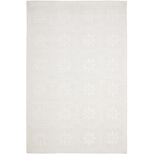 MARTHA STEWART RUGS Floral Hand-Knotted Milk White/Ivory Area Rug