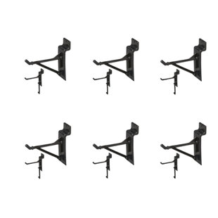 JIFRAM EASY LIVING 3 in. x 1 in. Black Plastic Slat Wall Hooks (Set of 6)