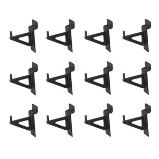 JIFRAM EASY LIVING 2 in. x 1 in. Black Plastic Slat Wall Hooks (Set of 12)