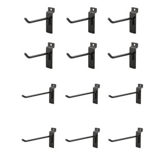 JIFRAM EASY LIVING 4 in. x 6 in. Black Metal Slat Wall Hooks (Set of 12)