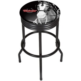 TRADEMARK GLOBAL Budweiser Clydesdale Swivel Upholstered 28.5'' Counter Stool with Metal Frame