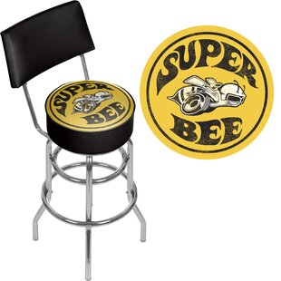 TRADEMARK GLOBAL Dodge Super Bee Swivel Upholstered 31'' Counter Stool with Metal Frame