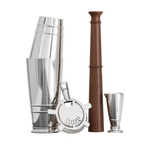 Crafthouse by Fortessa Signature 4 Piece Cocktail Shaker Bar Tool Set