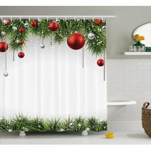 THE HOLIDAY AISLE® Tarun Mixed Shower Curtain with Hooks Included