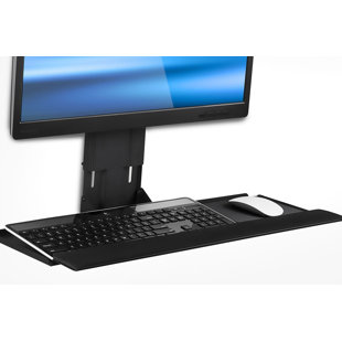 Mount-It Height Adjustable Monitor & Keyboard Tray Wall Mount | 25 in. Wide Platform with Mouse Pad
