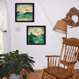 TRENDY DECOR 4U The Lake Is Calling Framed On Paper 2 Pieces by Marla Rae Print