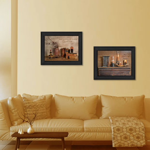 TRENDY DECOR 4U Candles 2-Piece Vignette Framed Wall Art for Living Room, Home Wall Decor by Billy Jacobs